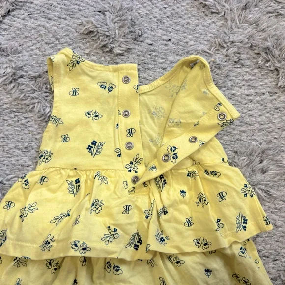 Carters Baby Girl Yellow, Navy Floral/Bee Dress 6M GUC - Picture 5 of 5